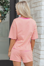 Load image into Gallery viewer, Rose Stripe Drop Shoulder Boxy Casual Terry Short Set
