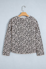 Load image into Gallery viewer, Khaki Leopard Print Patch Pockets Binding Tape Long Sleeve Regular Fit Jacket