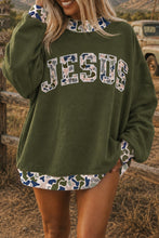 Load image into Gallery viewer, Coffee Western Contrast Detail Letter Graphic Baggy Sweatshirt