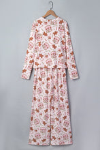 Load image into Gallery viewer, Pink Abstract Christmas Print Long Sleeve Two Piece Lounge Set