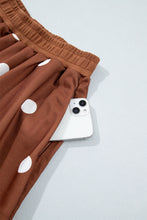 Load image into Gallery viewer, Brown Polka Dot Raw Hem Relaxed Pullover Loose Skort Two Piece Set