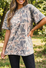 Load image into Gallery viewer, Multicolour Retro Camouflage Print Womens Casual T Shirt