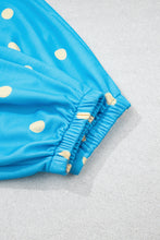 Load image into Gallery viewer, Blue Polka Dot Hooded Drawstring Long Sleeve Plus Size Set