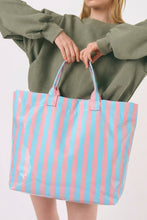 Load image into Gallery viewer, Rainbow Glossy Striped Vinyl Large Tote Bag