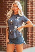 Load image into Gallery viewer, Gray Sequined Game Day Casual Tee