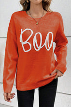 Load image into Gallery viewer, Black Boo Knitted Pattern Ribbed Edge Drop Shoulder Sweater