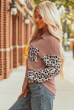 Load image into Gallery viewer, Rose Red Leopard Patched Twisted Ribbed Western Casual Shacket