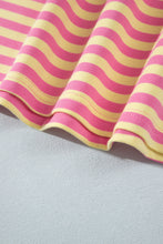 Load image into Gallery viewer, Pink Stripe Colorblock Trim Crew Neck Loose Tee Drawstring Elastic Waist 2pcs Pant Set