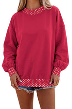 Load image into Gallery viewer, Tillandsia Purple Colorblock Polka Dot Contrast Trim Oversized Sweatshirt