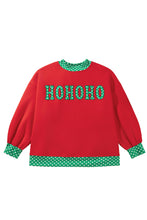 Load image into Gallery viewer, Tomato Red Casual Polka Dot Patchwork Letter Graphic Plus Size Sweatshirt