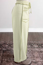 Load image into Gallery viewer, Green Plaid Contrast Trim Drawstring Elastic Waist Shift Pants