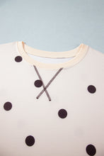 Load image into Gallery viewer, Beige Round Neck Long Sleeve Polka Dot Plus Size Top