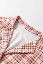 Load image into Gallery viewer, Pink Plaid Patch Pockets Long Sleeve Lounge Set