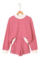 Load image into Gallery viewer, Red Stripe Oversize Mock Neck Sweatshirt and Shorts Set