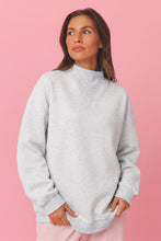 Load image into Gallery viewer, Light Grey High Neck Ribbed Cuff Hem Sweatshirt