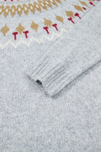 Load image into Gallery viewer, Gray Geometric Detail Round Neck Winter Sweater