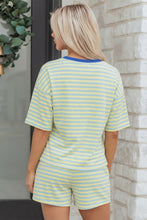 Load image into Gallery viewer, Rose Stripe Drop Shoulder Boxy Casual Terry Short Set