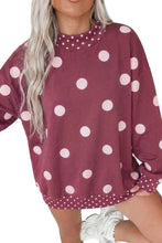 Load image into Gallery viewer, Pink Polka Dot Print Contrast Detail Oversized Tunic Sweatshirt