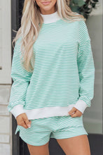 Load image into Gallery viewer, Red Stripe Oversize Mock Neck Sweatshirt and Shorts Set