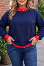 Load image into Gallery viewer, Orange Polka Dot Patchwork Round Neck Plus Size Sweatshirt