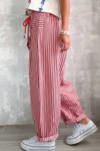 Load image into Gallery viewer, Red Stripe Drawstring Casual Loose Pants