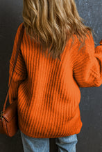 Load image into Gallery viewer, Orange Ribbed Knit Round Neck Slouchy Chunky Sweater
