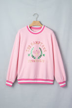 Load image into Gallery viewer, Pink Embroidered Tennis Club Crew Neck Pullover Sweatshirt