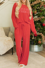 Load image into Gallery viewer, Racing Red MERRY Corded Long Sleeve Top and Pockets Pants Set