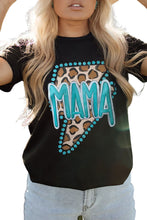 Load image into Gallery viewer, Black Western MAMA Leopard Lightning Graphic Tee