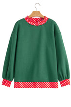 Load image into Gallery viewer, Red Colorblock Polka Dot Contrast Trim Oversized Sweatshirt
