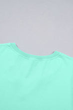 Load image into Gallery viewer, Turquoise Solid Color V Neck Short Puff Sleeve Blouse