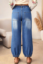 Load image into Gallery viewer, Blue 4 Buttons Front Tapered Casual Loose Fit Jeans