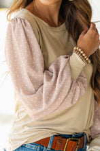 Load image into Gallery viewer, Parchment Polka Dot Long Sleeve Round Neck Plus Size Blouse