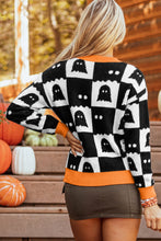 Load image into Gallery viewer, Black High Neck Drop Shoulder Geometric Print Sweater