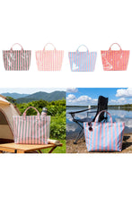 Load image into Gallery viewer, Pink Glossy Striped Vinyl Large Tote Bag