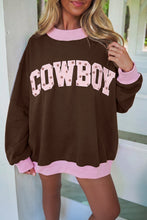 Load image into Gallery viewer, Pink Polka Dot Letter Graphic Colorblock Tunic Sweatshirt