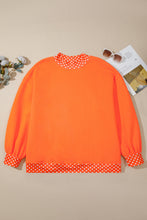 Load image into Gallery viewer, Orange Polka Dot Patchwork Round Neck Plus Size Sweatshirt