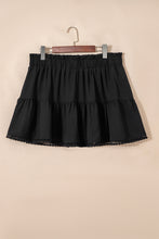 Load image into Gallery viewer, Navy Blue Plus Size Frilled Elastic Waist Lace Trim Boho Ruffled Shorts