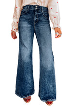 Load image into Gallery viewer, Sail Blue Acid Wash Pocket Detail Flare Jeans