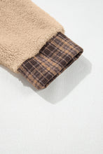 Load image into Gallery viewer, Light French Beige Plaid Collar Button Front Fleece Pullover Sweatshirt