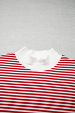 Load image into Gallery viewer, Red Stripe Oversize Mock Neck Sweatshirt and Shorts Set