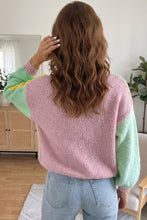 Load image into Gallery viewer, Yellow V Neck Drop Shoulder Patchwork Regular Wash Knitwear Cardigan
