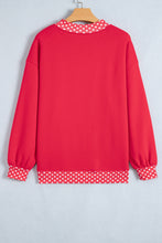 Load image into Gallery viewer, Red Colorblock Polka Dot Contrast Trim Oversized Sweatshirt