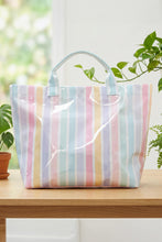 Load image into Gallery viewer, Rainbow Glossy Striped Vinyl Large Tote Bag