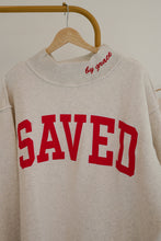 Load image into Gallery viewer, Gray Saved By Grace Embroidered Detail Letter Graphic High Neck Sweatshirt
