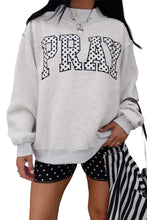 Load image into Gallery viewer, Gray PRAY Polka Dot Embroidered Mock Neck Sweatshirt