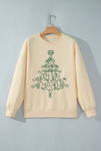 Load image into Gallery viewer, Apricot Merry Christmas and Happy New Year Embroidered Holiday Slogan Sweatshirt