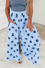 Load image into Gallery viewer, Brown Polka Dot Wide Leg Elastic Waist Casual Pants