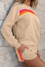 Load image into Gallery viewer, Bonbon Striped Accent Pullover and Shorts Two Piece Casual Set