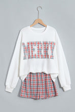 Load image into Gallery viewer, Multicolour Plaid MERRY Holiday Long Sleeve Top and Shorts Set